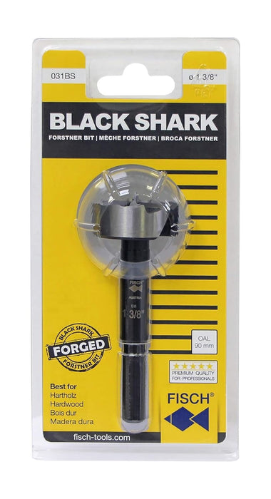 Fisch Black Shark 1-5/8” Forstner Drill Bit, Premium Forged Steel Bit for Woodworking, Precision Wave Design, No-Slip Shank – FSA-365846 – Made in Austria 1-5/8"