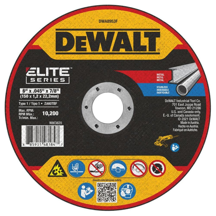 DEWALT DWA8953F T1 XP CER Fast Cut-Off Wheel, 6" x 0.045" x 7/8"