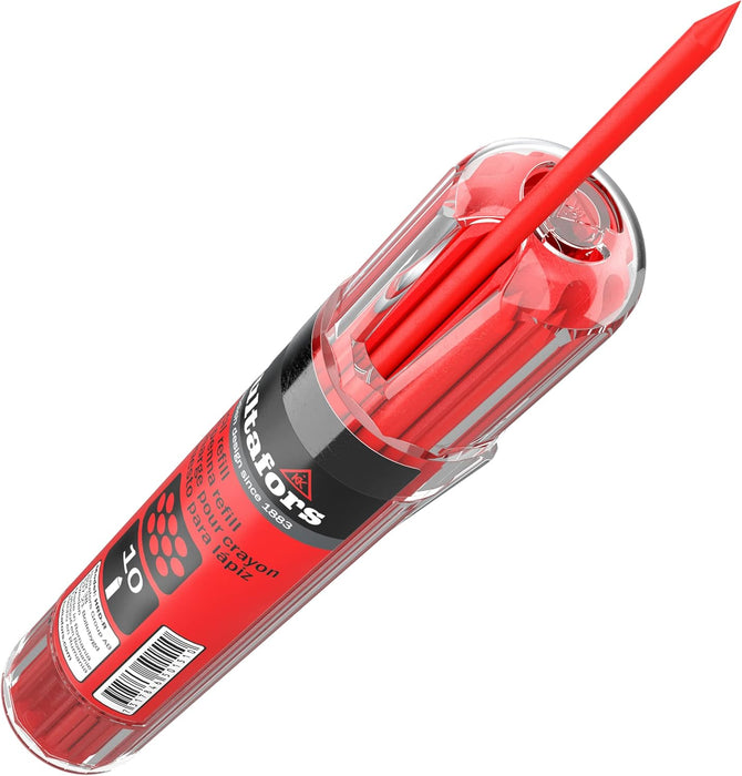 Hultafors Tools 650150 Dry Marker Refills HRD, Heavy Duty, Multi-Purpose, Red, 10 Leads
