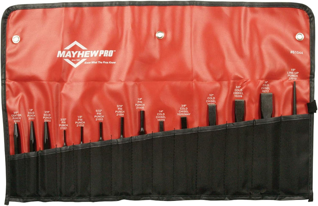 Mayhew Pro 61044 Punch and Chisel Kit, 14-Piece,Black