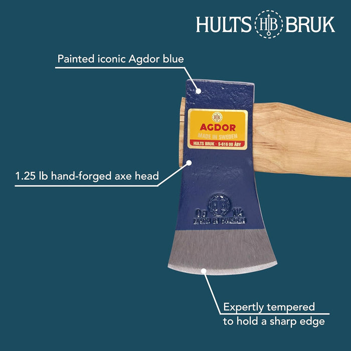 Hults Bruk 840021 Agdor Hand Hatchet 15-1.25 lb Head, 15" Handle