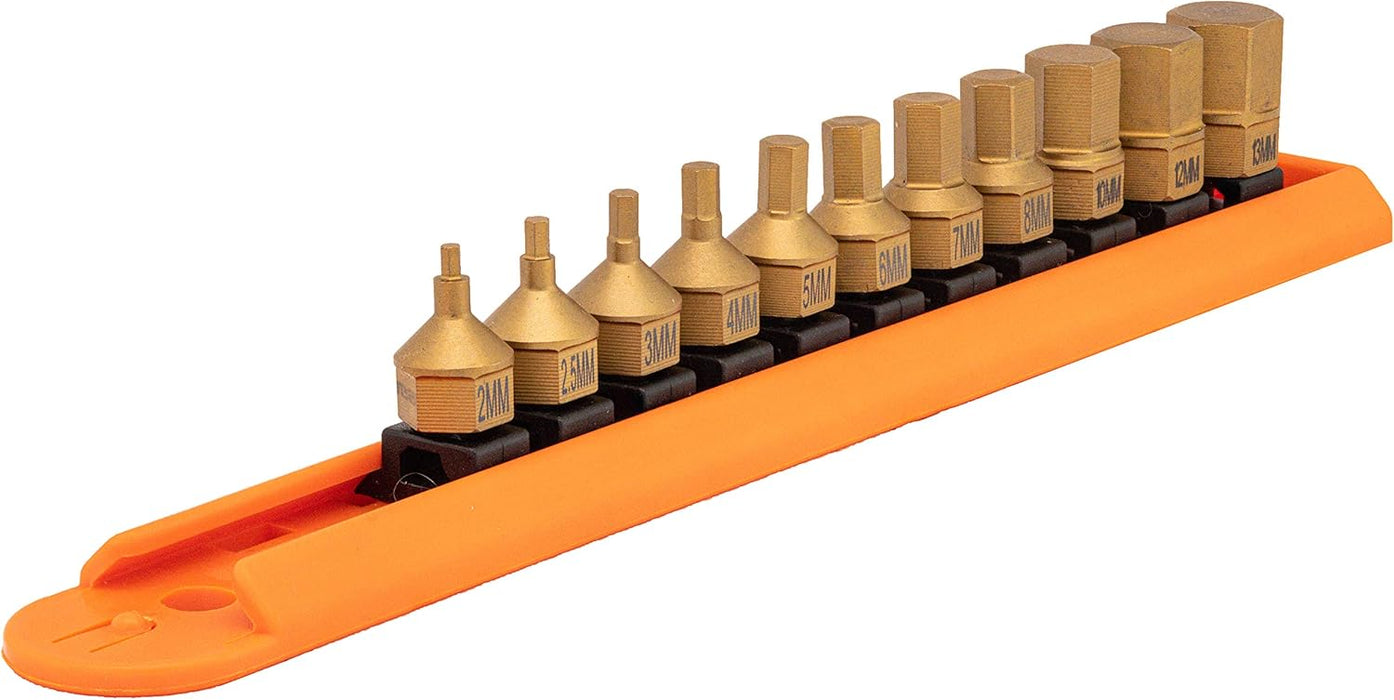 Mayhew Tools 16005 Low-Profile Dual Drive Set, 11-Piece Metric Hex, Titanium-Coated