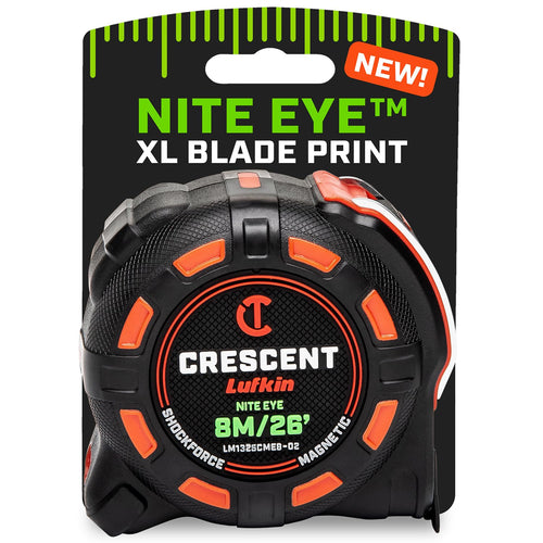Crescent Lufkin LM1325CMEB-02 8 Meter / 25 Ft. SHOCKFORCE NITE EYE Magnetic Tape Measure, Metric