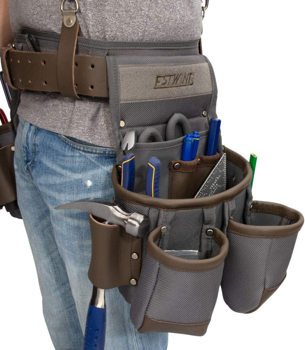 Estwing 94745 13-Pocket Framer's Tool Rig, Durable Construction, Cooling Mesh-Padded Suspenders, Adjustable Padded Belt, Plentiful Storage