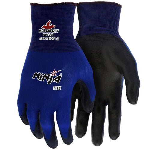 MCR Safety (N9696) Memphis Blue Ninja Lite Gloves, 18 Gauge, Size Large (12 Pair)
