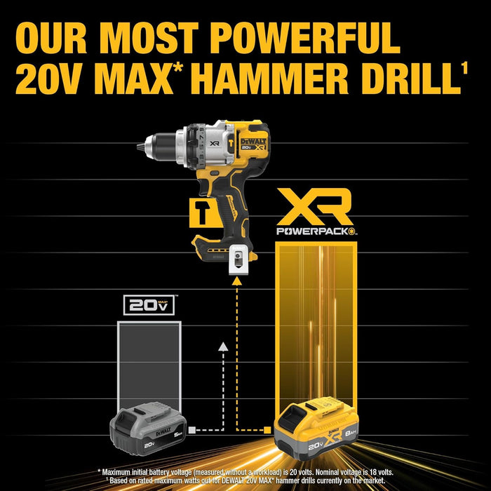 DEWALT DCD1007WW1 20V MAX XR Brushless Cordless 1/2 in. 3-Speed Hammer Drill Kit with XR POWERPACK