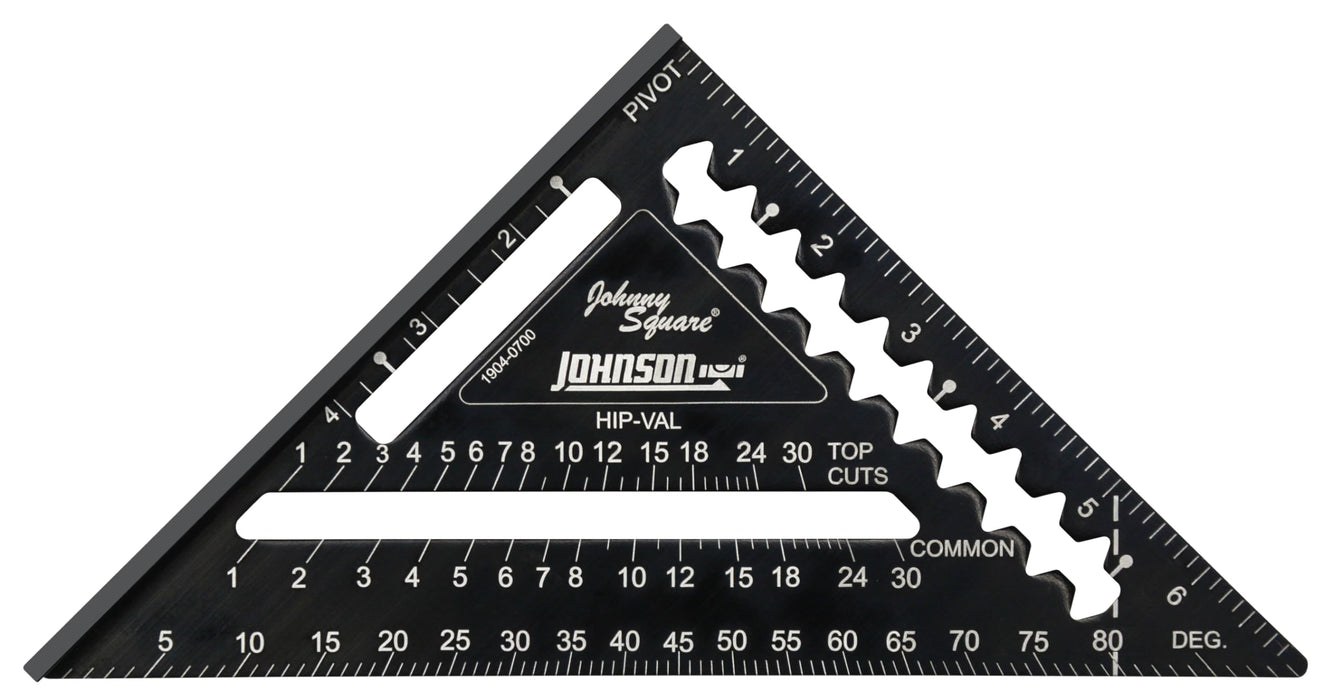 Johnson Level & Tool 1904-0700 Johnny Square Professional Easy-Read Aluminum Rafter Square, 7"