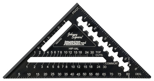 Johnson Level & Tool 1904-0700 Johnny Square Professional Easy-Read Aluminum Rafter Square, 7"
