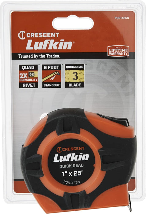 Lufkin TAPE, 1"X25', QUICKREAD, HI-VIZ ORANGE PQR1425N Measuring & Layout Tapes 25 Foot Quickread