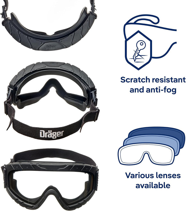 Dräger Safety Glasses X-pect 4800 | Anti-Fog & Anti-Scratch Safety Goggles with Double Screen