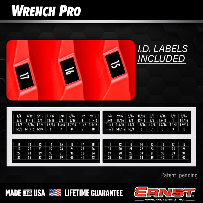 Ernst Manufacturing Wrench Pro - Modular Wrench Organizer for 40 Wrenches (Red)