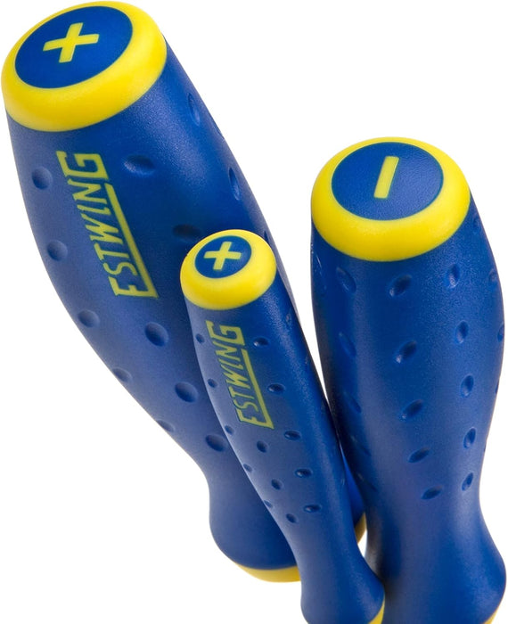 Estwing 42451 10-Piece Phillips and Slotted Screwdriver Set, Magnetic Black Oxide Tips, Chrome Vanadium Steel Shafts, Ergonomic Grip TPR Rubber Handles