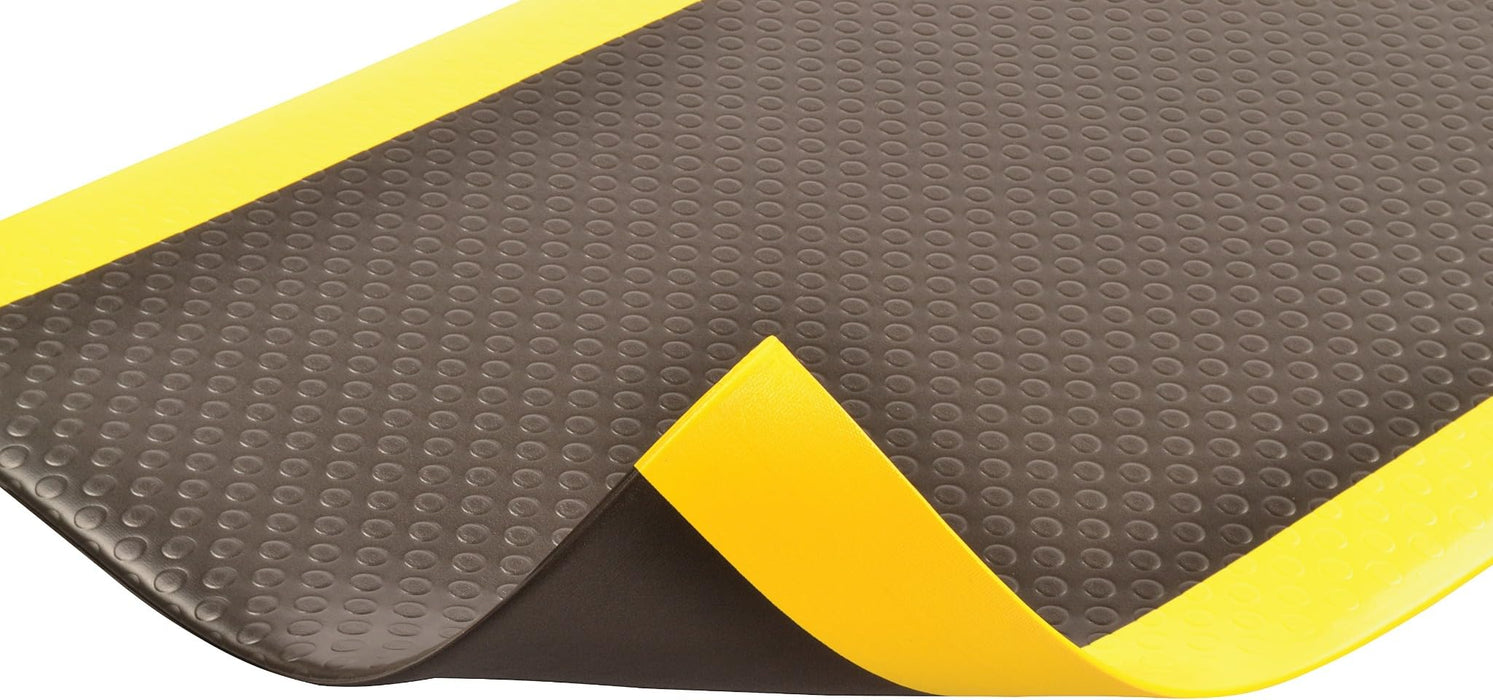 Notrax | 417S0036BY | Notrax 417 Bubble Sof-Tred with Dyna-Shield 3' x 6' x 1/2" Anti Fatigue Mat, Slip Resistant Bubble Textured Surface, Ideal for Industrial and Commercial Workplaces, Black/Yellow, 417S0036BY