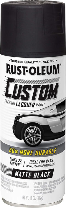 Rust-Oleum 332289 Automotive Custom Lacquer Spray Paint, 11 oz, Matte Black (Pack of 1)