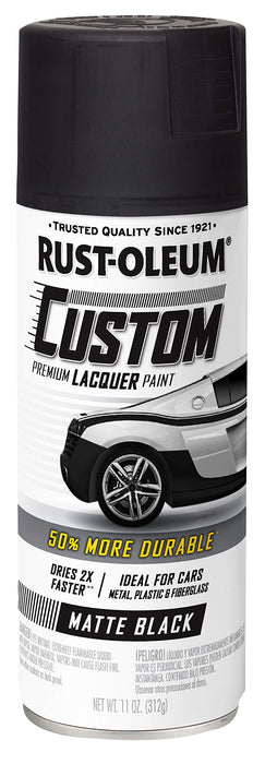 Rust-Oleum 332289 Automotive Custom Lacquer Spray Paint, 11 oz, Matte Black (Pack of 1)