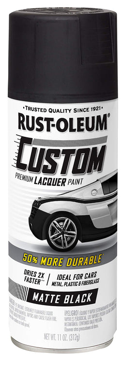 Rust-Oleum 332289 Automotive Custom Lacquer Spray Paint, 11 oz, Matte Black (Pack of 1)