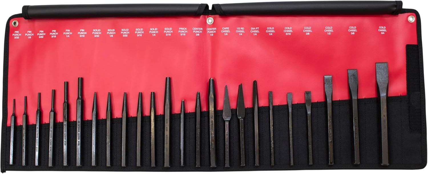 Mayhew Pro 61050 Punch and Chisel Kit, 24-Piece, Black Oxide Finish