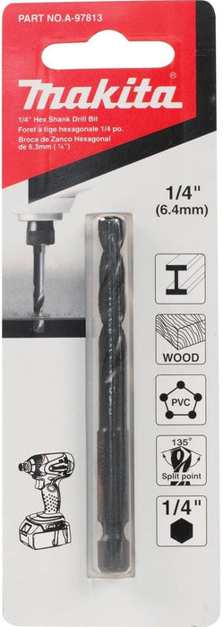 ‎Makita | ‎A-97813 | Makita A-97813 Black Oxide Drill Bit, 1/4" Hex Shank