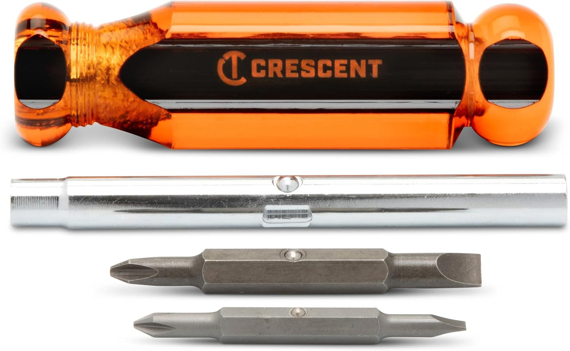 Crescent CS61N 6-in-1 Interchangeable Bit Screwdriver, Red Handle