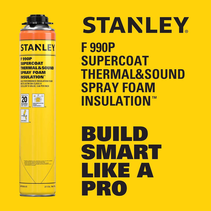 STANLEY Supercoat Spray Foam Insulation (SXPF3010US) - Closed Cell Spray Foam Covers Up to 20 Sq.Ft., Gun Use, Gun Not Included, 27.1 oz (Pack of 1)