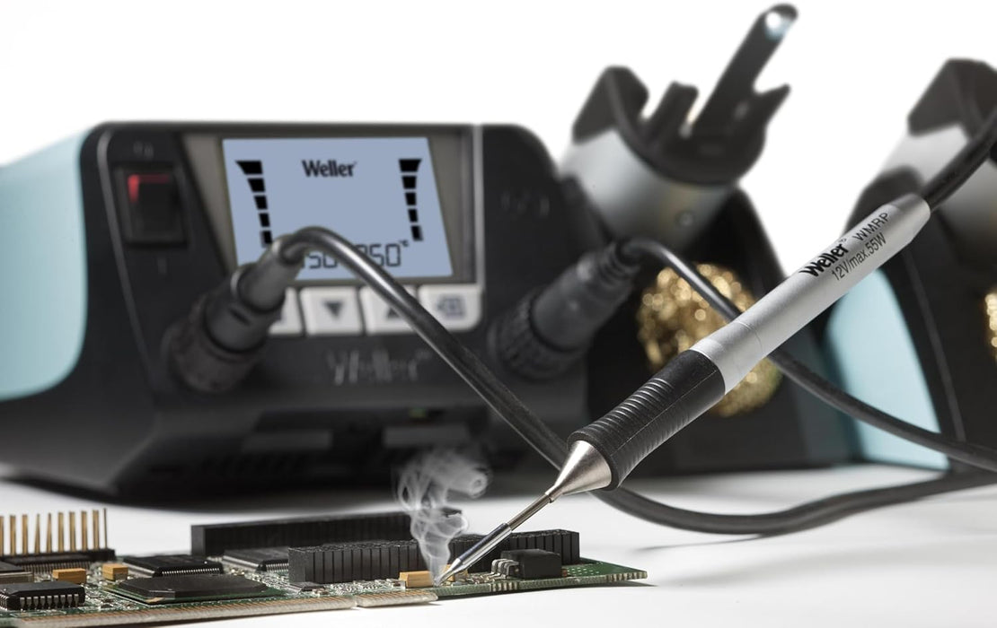 Weller WT2021MS 2-Channel Digital Soldering Station, 150 W, with 40 W Microsoldering Iron & 80 W Micro Desoldering Tweezers, 5-Piece Kit