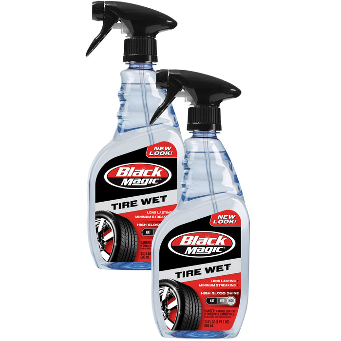 Black Magic BM23 Tire Wet, Specially Formulated Tire Shine Applicator Cleaner to Keep Them Looking Wet, Black, and Glossy with One Quick Spray, 23 Fl Oz. (Pack of 2)