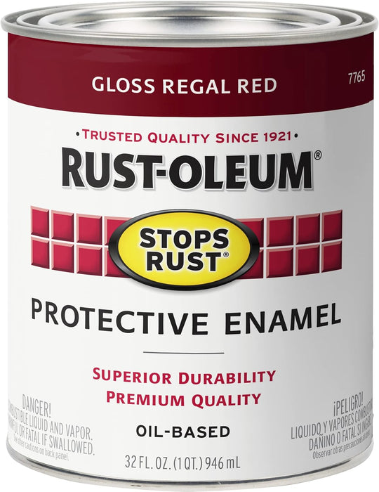 Rust-Oleum 7765502 Stops Rust Brush On Paint, Quart, Gloss Regal Red (Pack of 2)