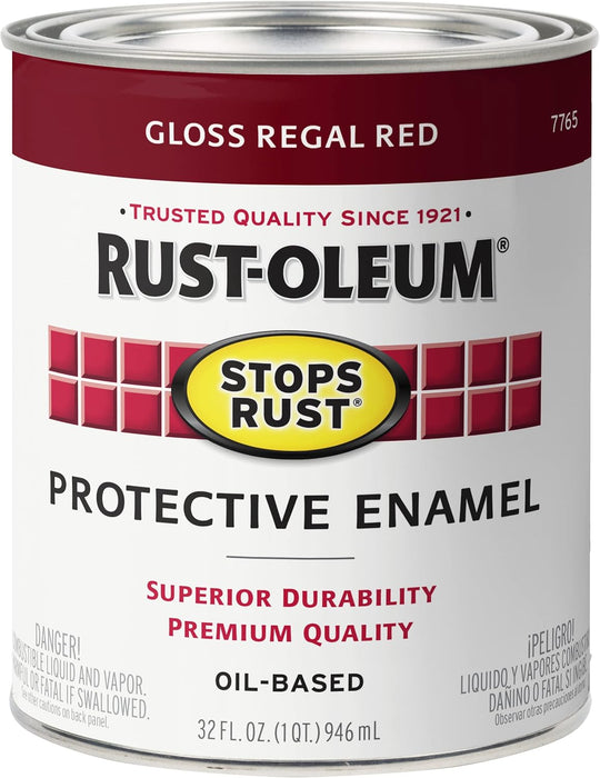 Rust-Oleum 7765502 Stops Rust Brush On Paint, Quart, Gloss Regal Red (Pack of 1)