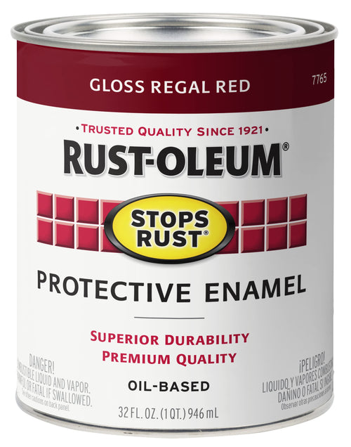 Rust-Oleum 7765502 Stops Rust Brush On Paint, Quart, Gloss Regal Red (Pack of 1)
