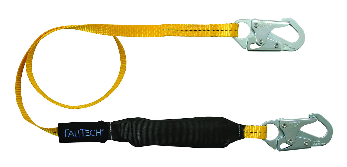[USED-LIKE NEW] FallTech 8256LT 6' Soft Pack FT Basic Energy Absorbing Lanyard, Single-leg with Steel Snap Hooks