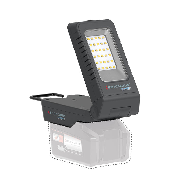 SCANGRIP Basic Connect 1000 Lumen LED Flood Light, Power Tool Battery Operated, Portable, Flexible Lamp Head, Lightweight and Compact Design