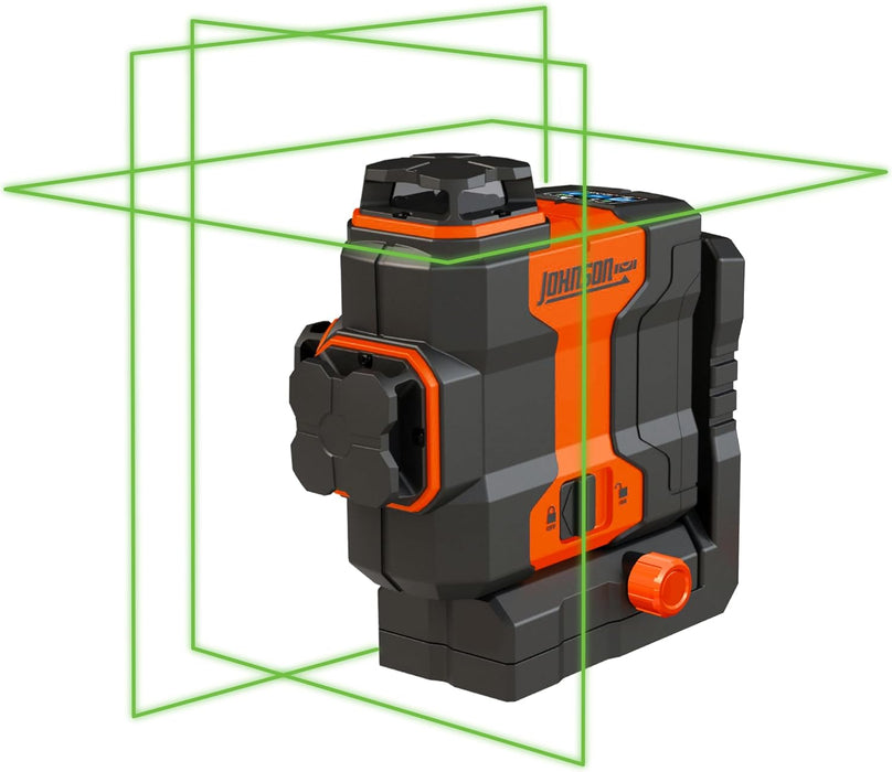 Johnson JLN300-GN3360 Laser Level, Self Leveling, 3x360° Plane Laser with GreenBrite Technology, Magnetic Base, Hard-shell Carry Case, Lithium Ion Battery, Magnetic Target, Track Mount