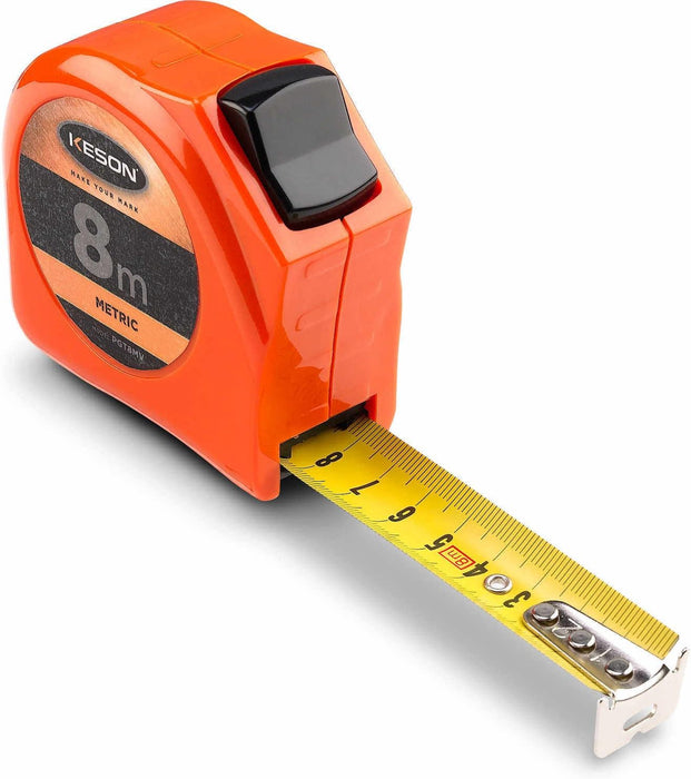 ‎Keson | ‎PGT8MV | Keson PGT8MV Short Tape Measure with Nylon Coated Steel Blade and Toggle Lock (Graduations: m, cm, mm), 25mm by 8-Meter