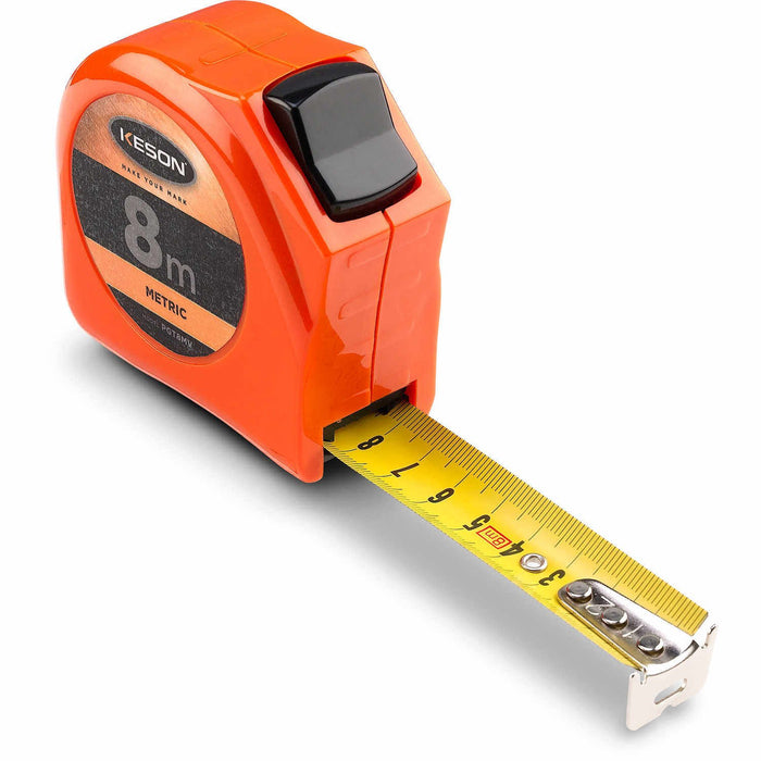 ‎Keson | ‎PGT8MV | Keson PGT8MV Short Tape Measure with Nylon Coated Steel Blade and Toggle Lock (Graduations: m, cm, mm), 25mm by 8-Meter