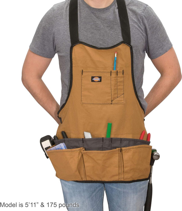 Dickies 57027 16-Pocket Workshop Bib Apron, Durable Canvas Construction, Reinforced Edges, Adjustable Belt, Grey/Tan