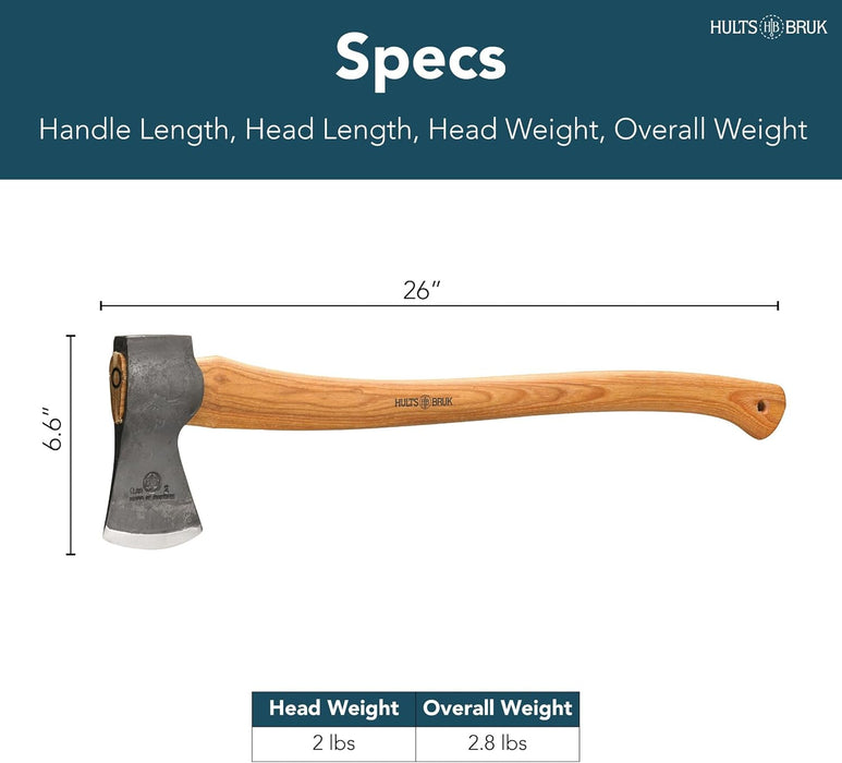 Hults Bruk 840722 Kisa Felling Axe, 2 lb Head, 26" Handle