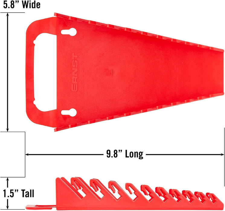 Ernst Manufacturing 5048 Gripper Wrench Organizer, 10 Tool, Red