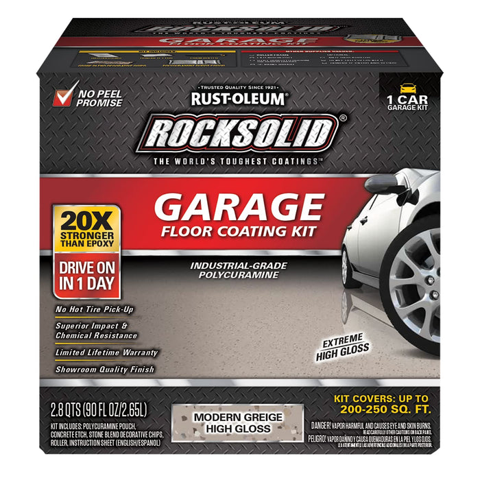 Rust-Oleum 381086 RockSolid Polycuramine Garage Floor Coating, 1 Car Kit, High Gloss Modern Greige