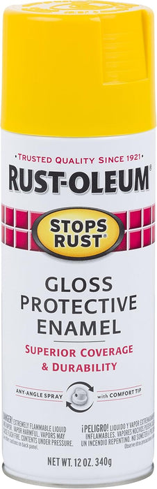 Rust-Oleum 7747830 Stops Rust Spray Paint, 12 Oz, Gloss Sunburst Yellow (Pack of 2)