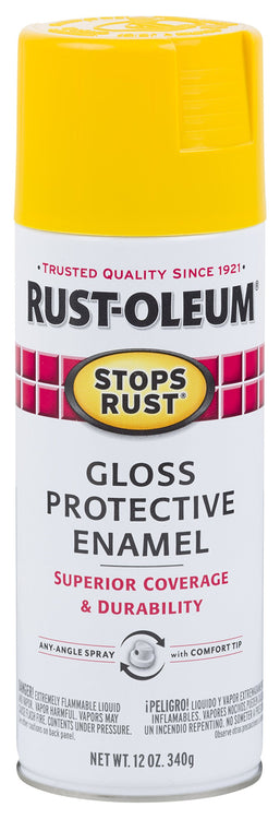 Rust-Oleum 7747830 Stops Rust Spray Paint, 12 Oz, Gloss Sunburst Yellow (Pack of 2)
