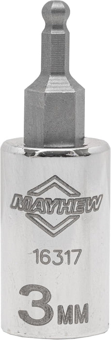 Mayhew Tools 16023 Metric Ball Hex Socket Bit Set, 7-Piece, Polished Chrome