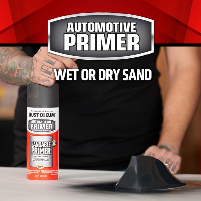 Rust-Oleum 249418 Automotive Sandable Primer Spray, 12 oz, Black (Pack of 6)
