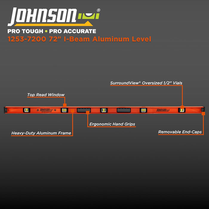 Johnson 1253-7200 72" Big J Hd Aluminum Level