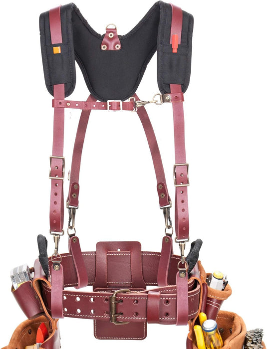 Custom Leathercraft 21522 Padded Yoke Leather Suspenders, Brown