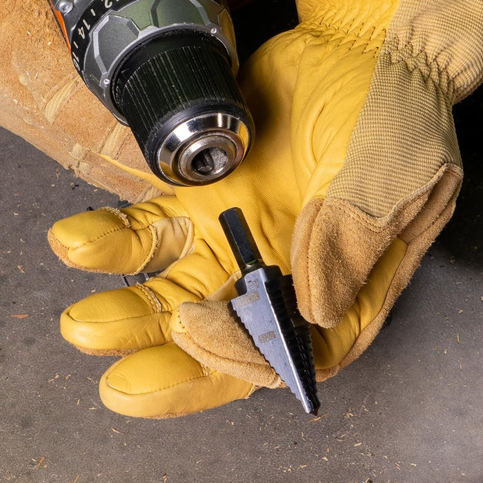 Klein Tools KTSB11 2-Step Drill Bit, 3/8-Inch Hex, Double Straight Flute, 7/8-Inch to 1-1/8-Inch