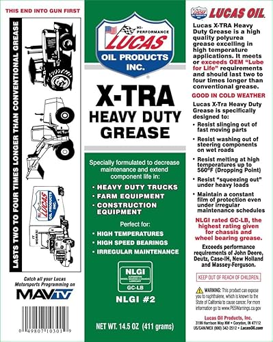 Lucas Oil 14.5 Ounce 10301 Heavy Duty Grease, 14.5 oz,Green