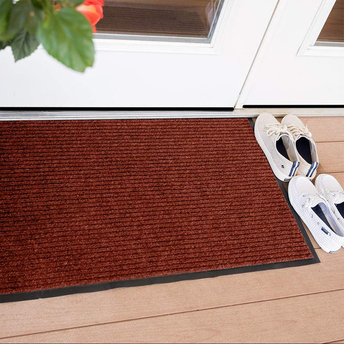 Notrax 109 Brush Step Carpeted Indoor/Outdoor Entrance Mat for Home or Office, 4' X 6', Absorbent Slip Resistant Heavy Duty Entry Mat, Red/Black, 109S0046RB 4' x 6' (Rectangular) Red / Black Solid