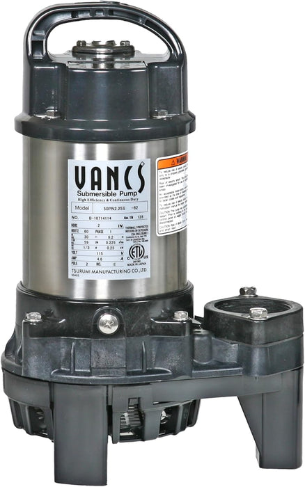 Tsurumi 3PN 1/3hp, 115V Pond & Waterfall Pump, Stainless Steel, 3540 GPH