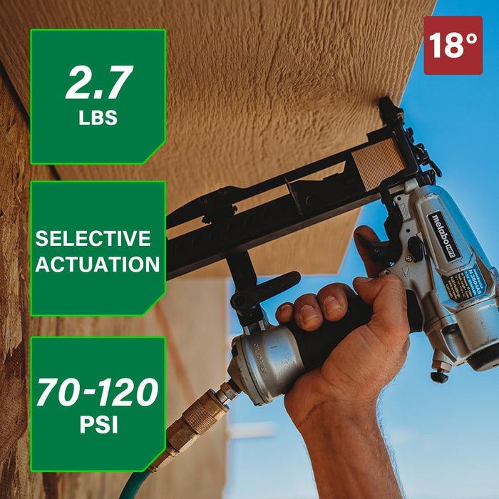 Metabo HPT PRO Finish Stapler, Pro-preferred Pneumatic Power Nailers, Finish Tool for Carpentry & Industrial Uses, All-Metal Key Component, 18 Gauge, 1/4" Crown Staples, Length 1/2" to 1-1/2", N3804A5 N3804A5 - Pro Model