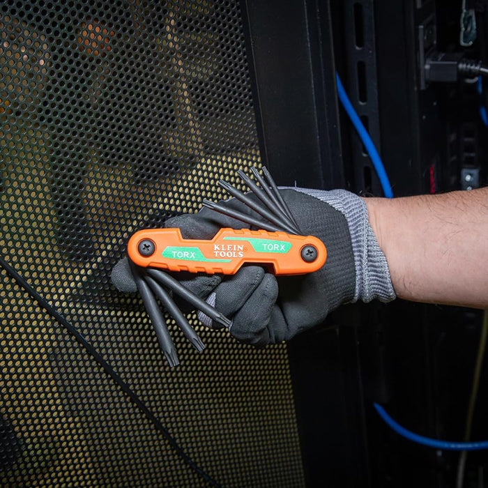 Klein Tools 70543 Compact Folding Hex Key Set, 25-Key, SAE, Metric, TORX Sizes, 3-Piece